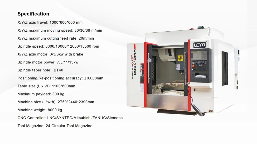 Leyo Vmc1060 1160 1165 3/4/5 Axis CNC Vertical Machining Center Machine Centre Fanuc Controller